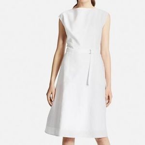 Uniqlo linen cotton a-line grey boatneck dress